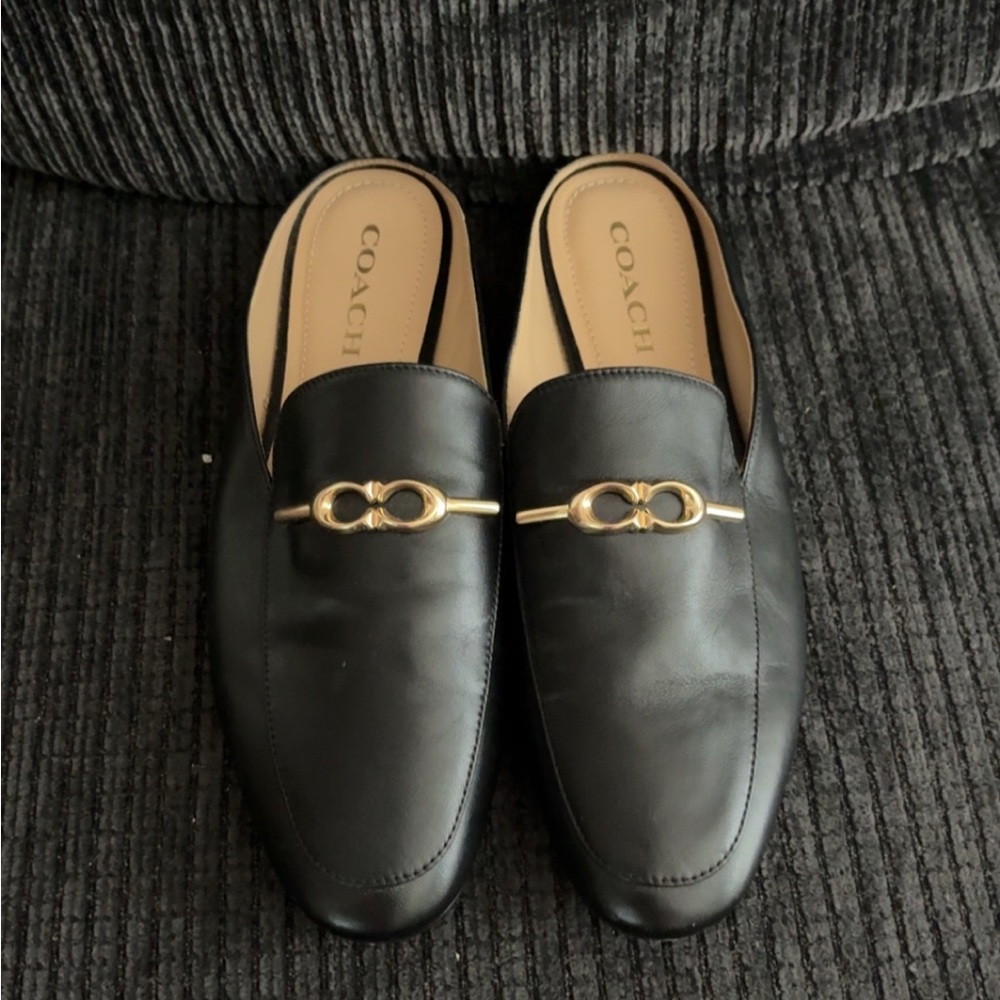 Coach Black and Gold Slip-On Loafers